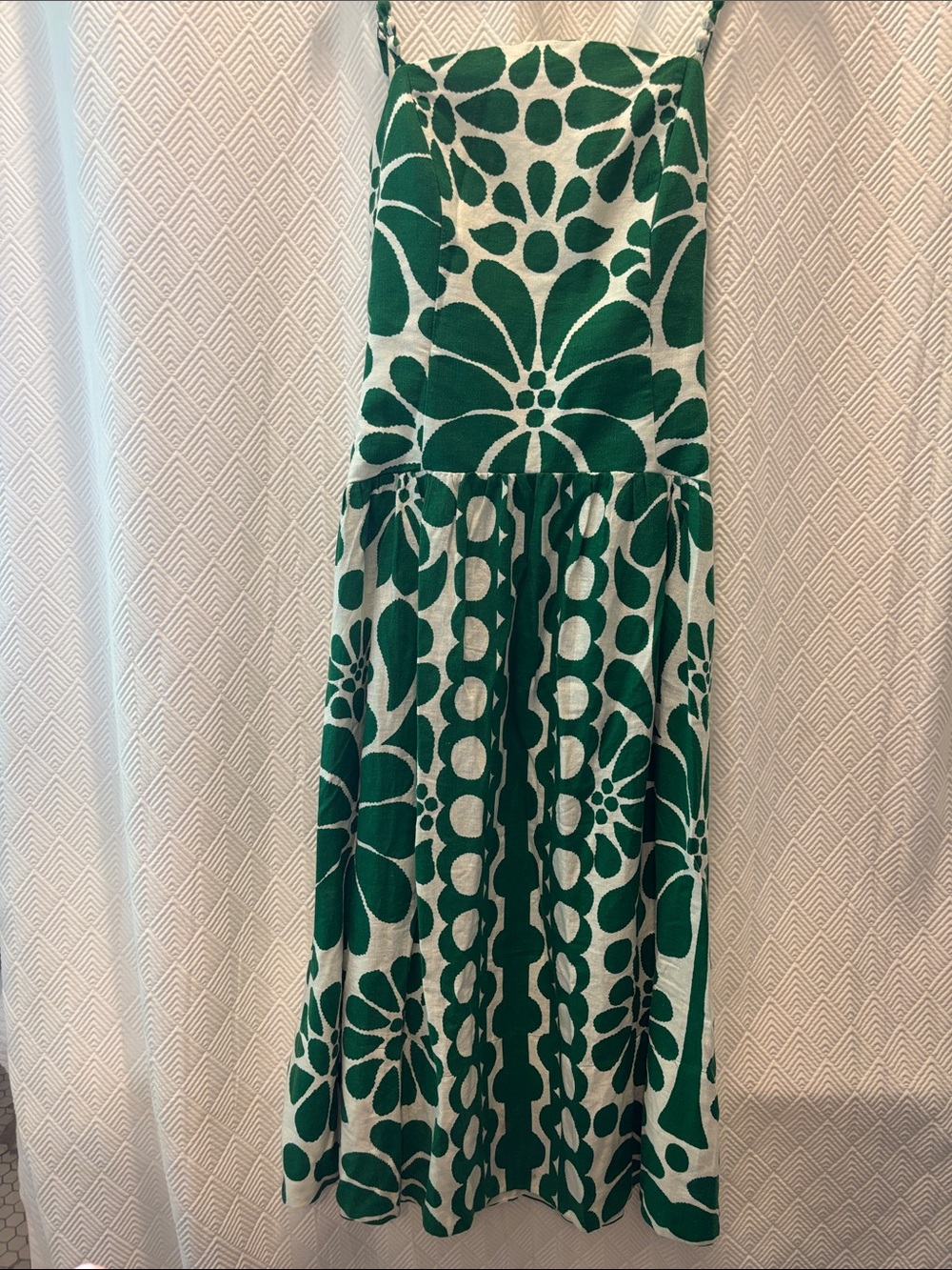 Caroline Constas Green and White Floral Midi Dress - Picture 6 of 8